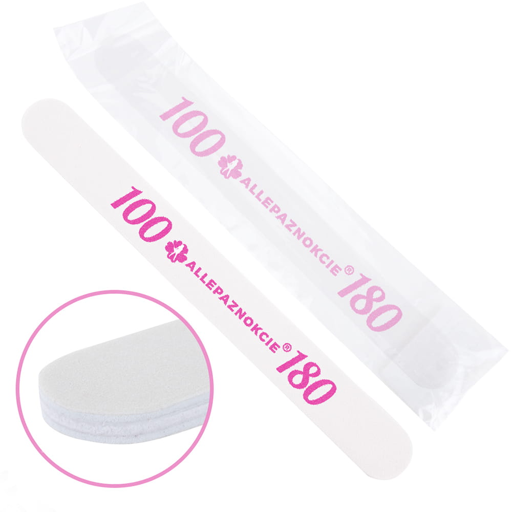 ALLEPAZNOKCIE NAIL FILE SAFE PACKAGE ALLEPAZNOKCIE HIGH QUALITY STRAIGHT WHITE CENTER 100/180 CU-12