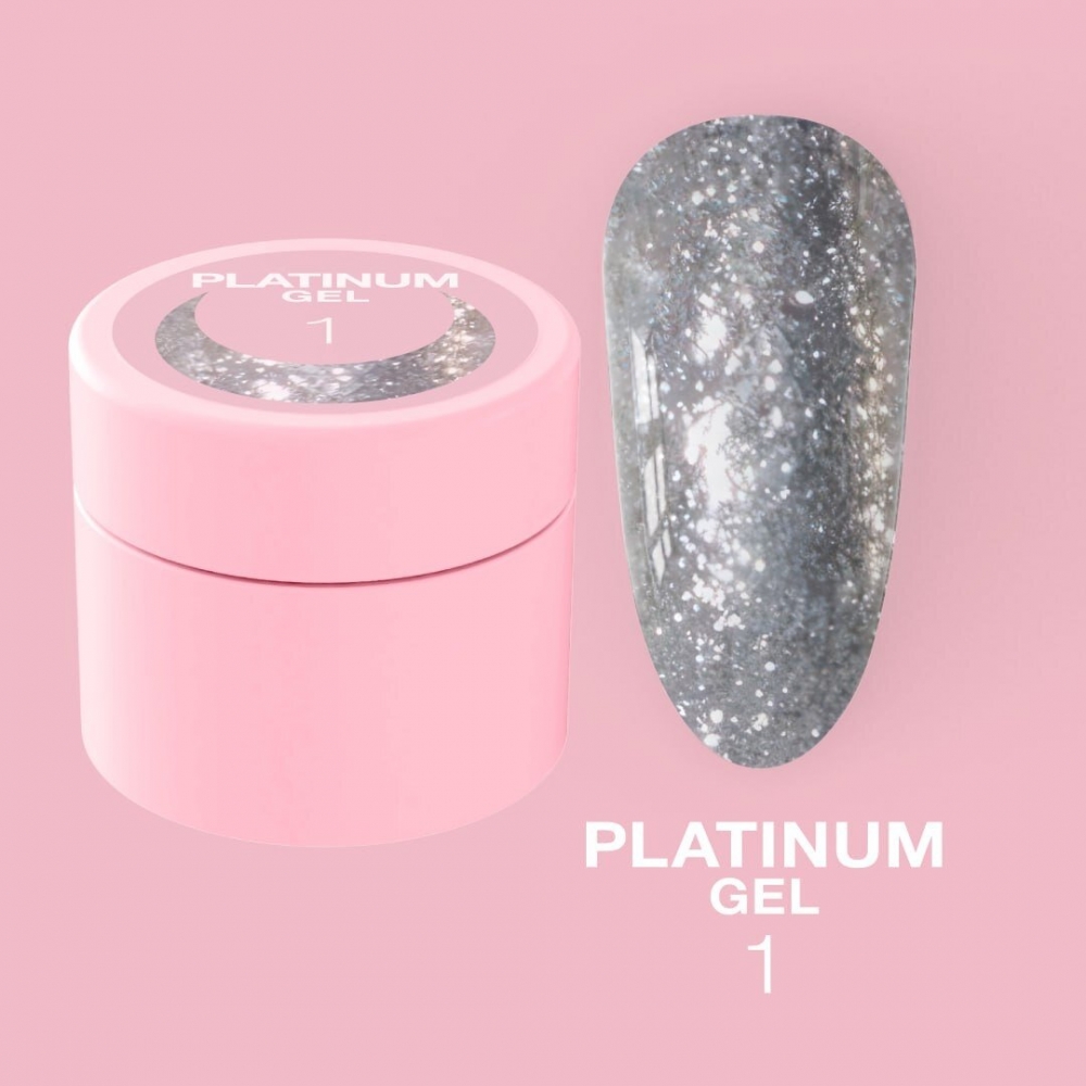 LUNAMOON PAINT GEL GLITTER FOR NAILS PLATINUM 5 ML