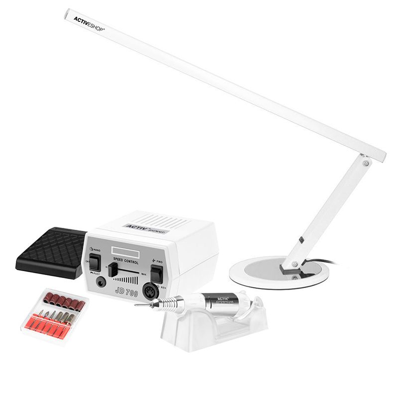 ACTIVESHOP ACTIV POWER JD700 WHITE DRILL MACHINE + DESK LAMP SLIM 20W WHITE