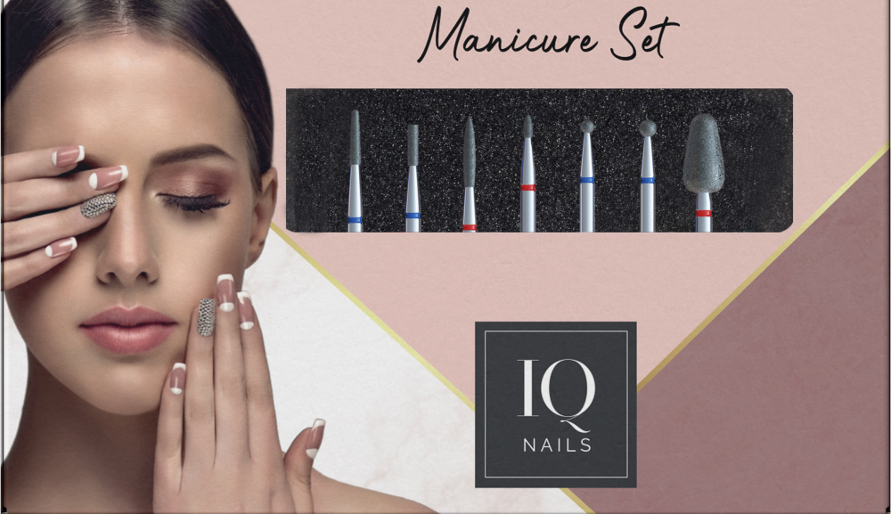 IQ NAILS MAXI DIAMOND - SET OF 7 DRILL BITS FOR CUTICLE REMOVAL (IQN SET MANI 7)