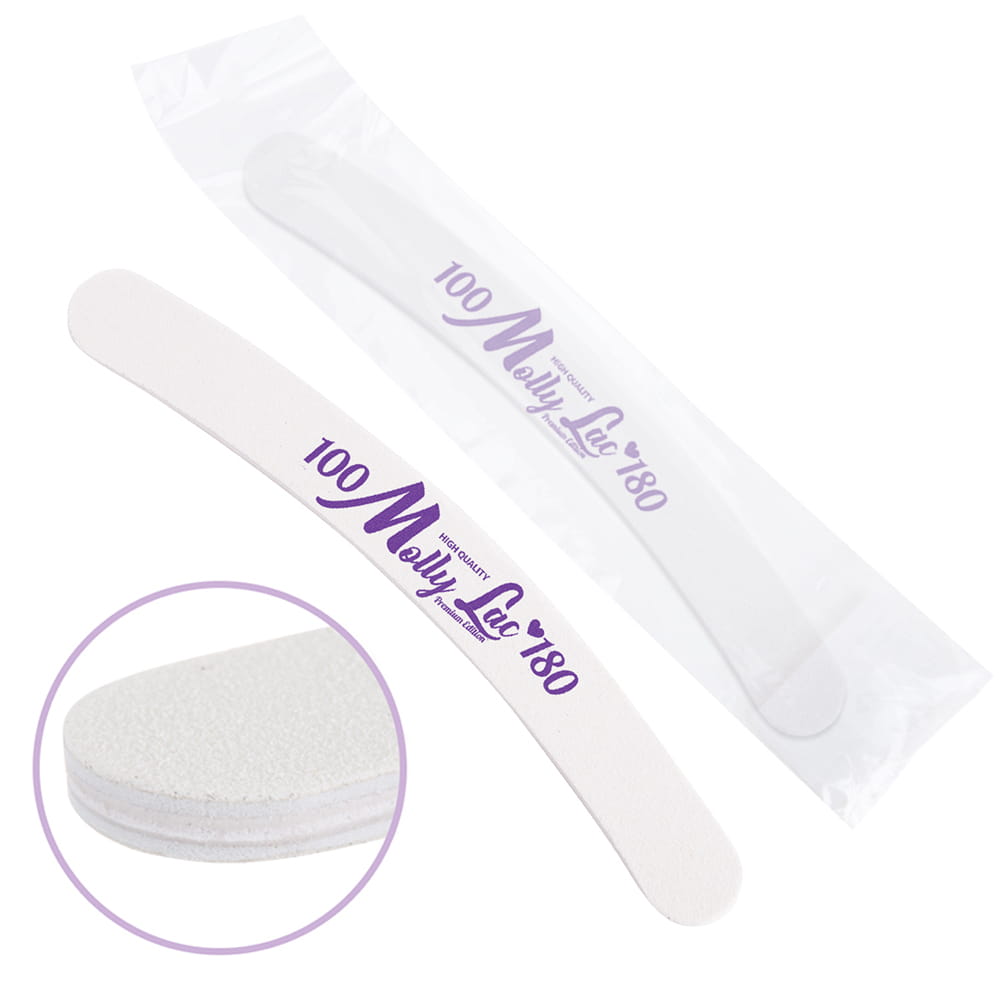 MOLLY LAC NAIL FILE SAFE PACKAGE MOLLYLAC HIGH QUALITY BANANA WHITE CENTER 100/180 CU-10