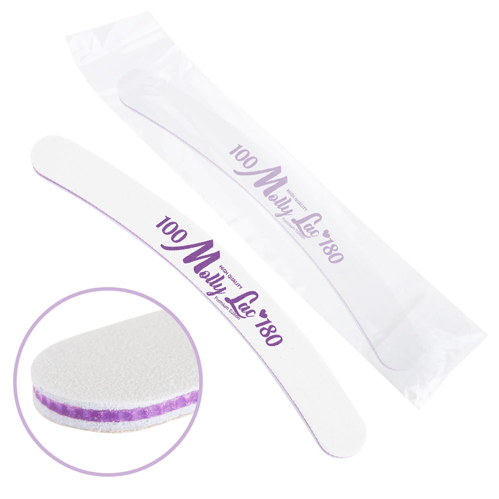 MOLLY LAC NAIL FILE SAFE PACKAGE BEST QUALITY BANANA PURPLE CENTER 100/180 CU-04