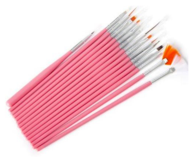 ABA GROUP A SET OF PINK NAIL BRUSHES FOR DECORATION 15 PCS