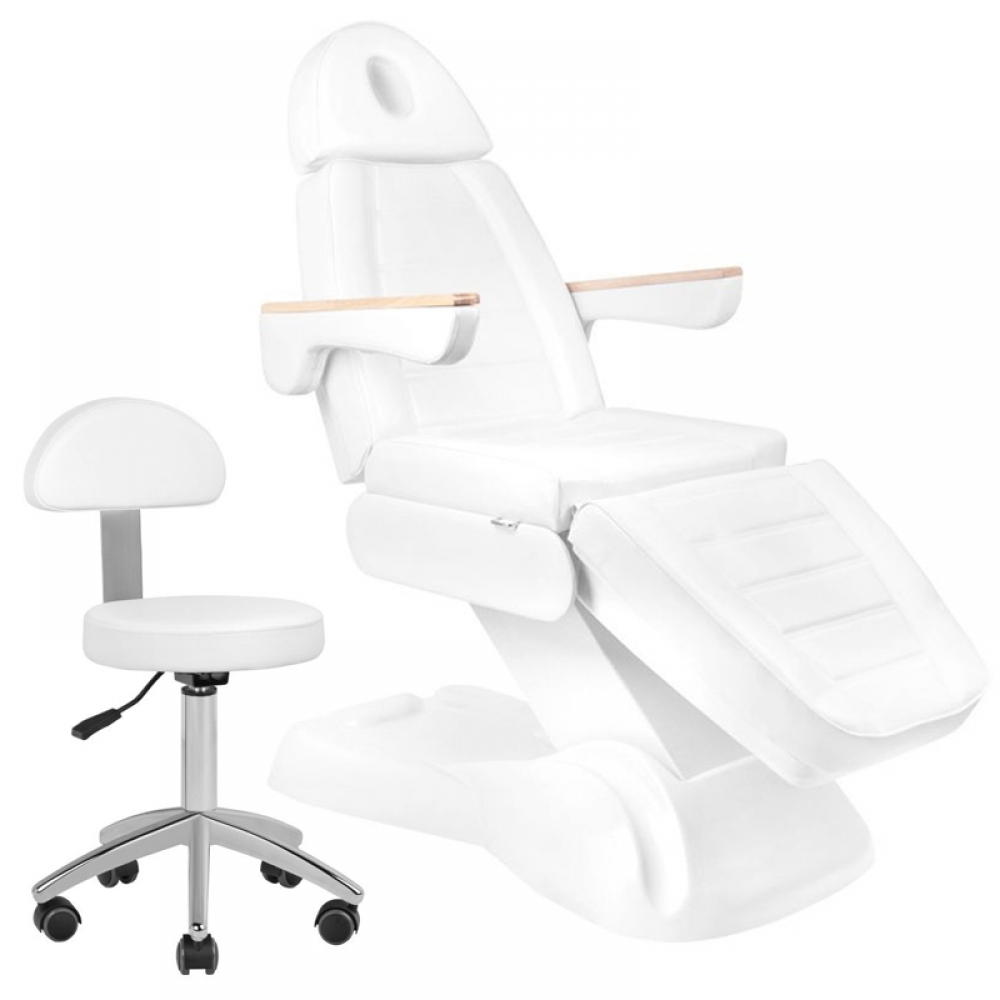 Electric cosmetic chair lux 273b + stool 304 white (125907)