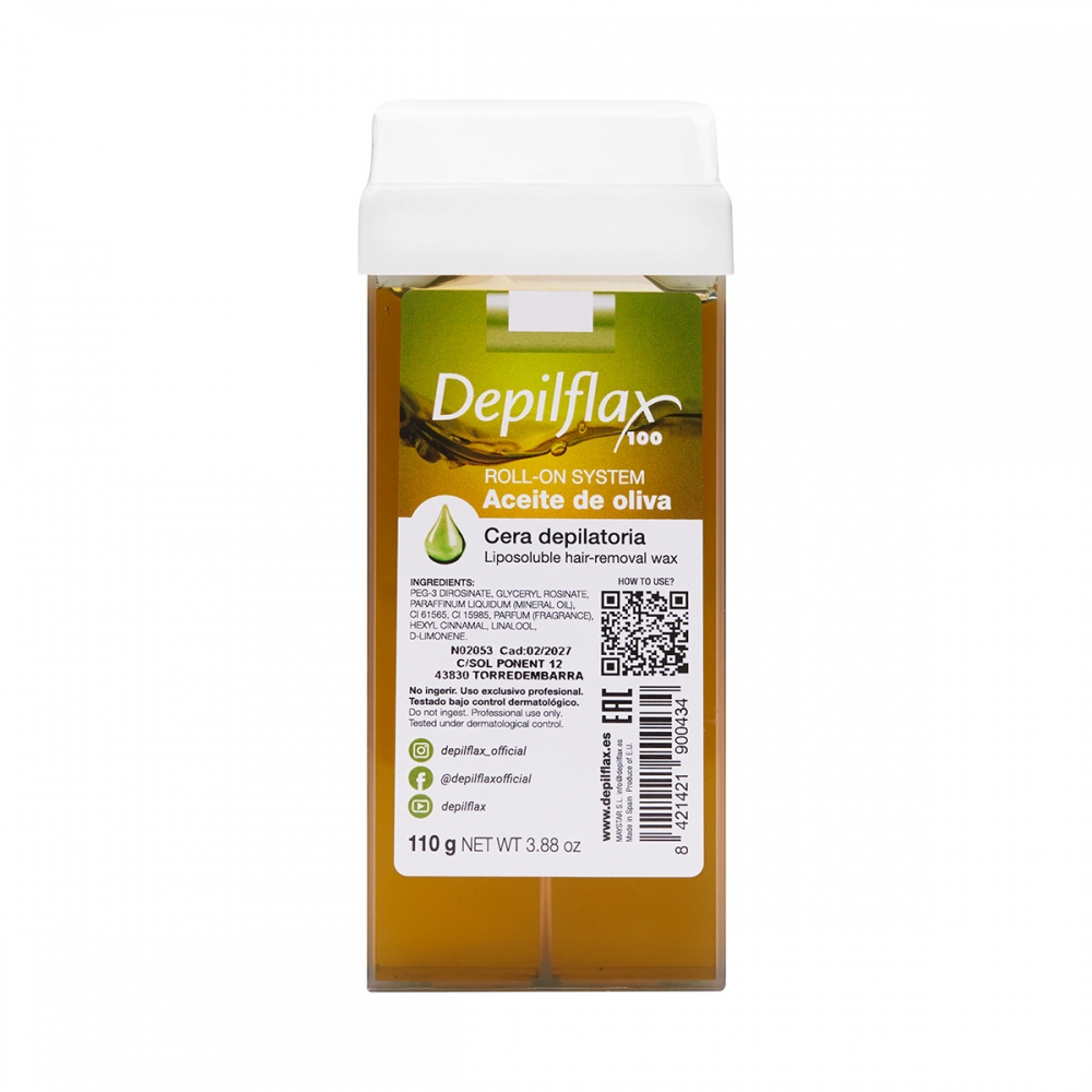 Depilflax 100 depilatory wax roll olive 110g (100128)