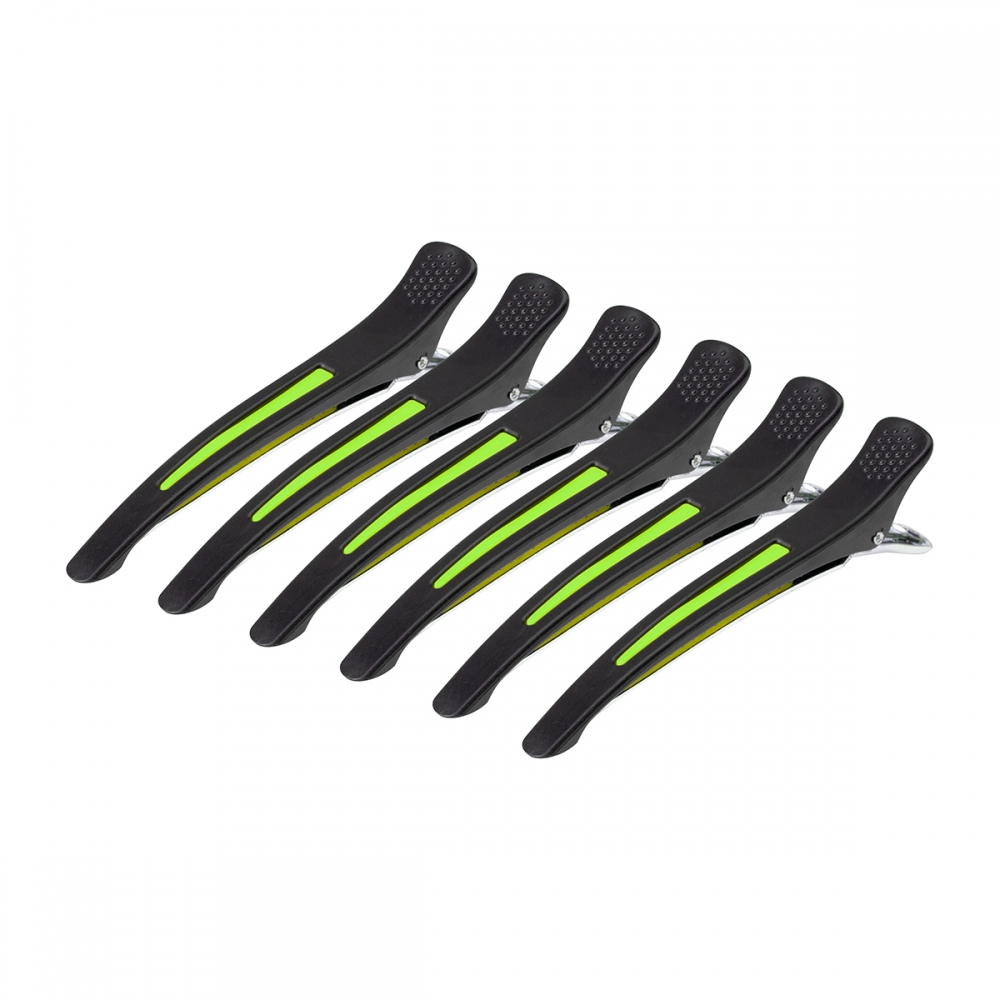 Clamps hairdressing clips for hair e-13 6 pcs 11.5 cm mix neon (133247)