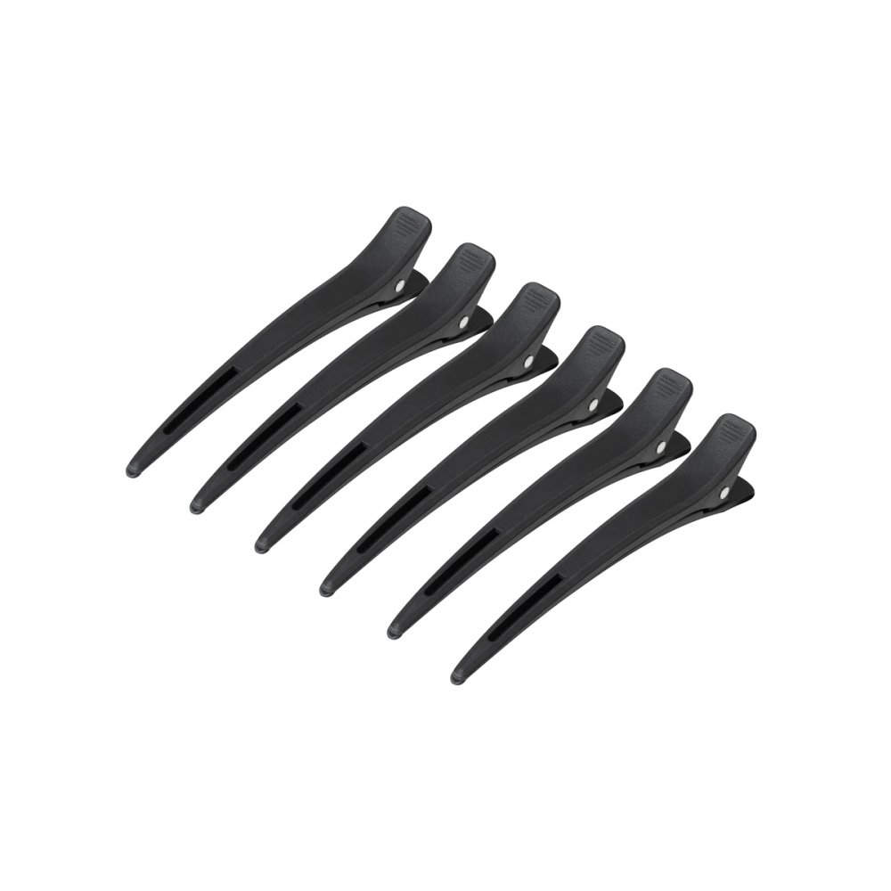 Hairdressing clamps carbon e-15 6 pcs 11.5 cm black (133248)