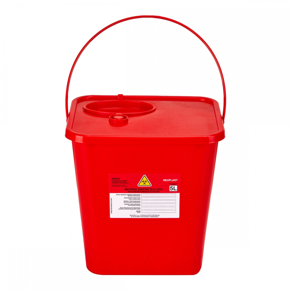 5 L RED MEDICAL WASTE CONTAINER (144707)