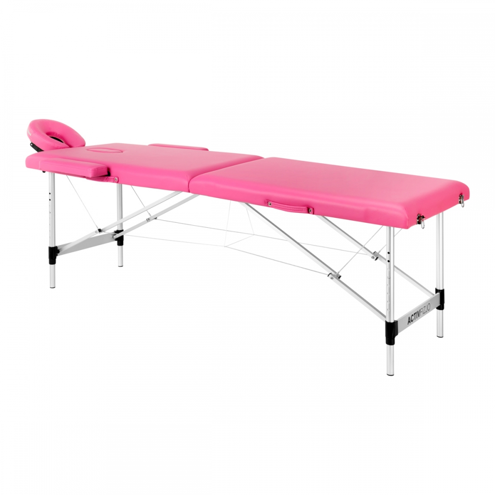 Folding massage table aluminum Activ Fizjo comfort 2 segment pink