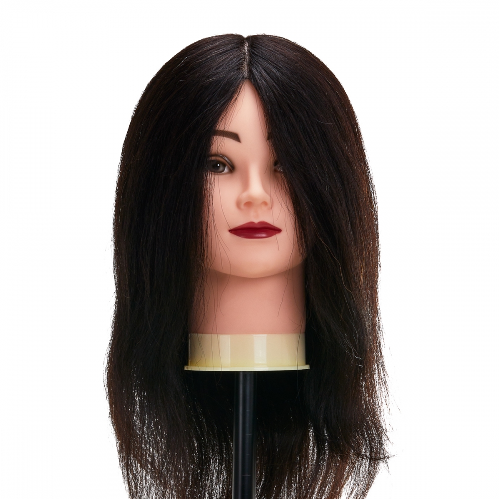 Gabbiano WZ1 hairdressing training head, natural hair, color 1#, length 16" (148398)