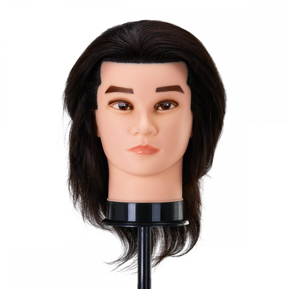 Gabbiano WZ3 hairdressing training head, natural hair, color 1#, length 8" (148405)
