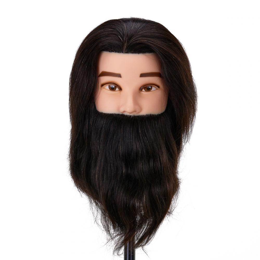 Gabbiano WZ4 training head with beard, natural hair, color 1#, length 8"+6" (148407)