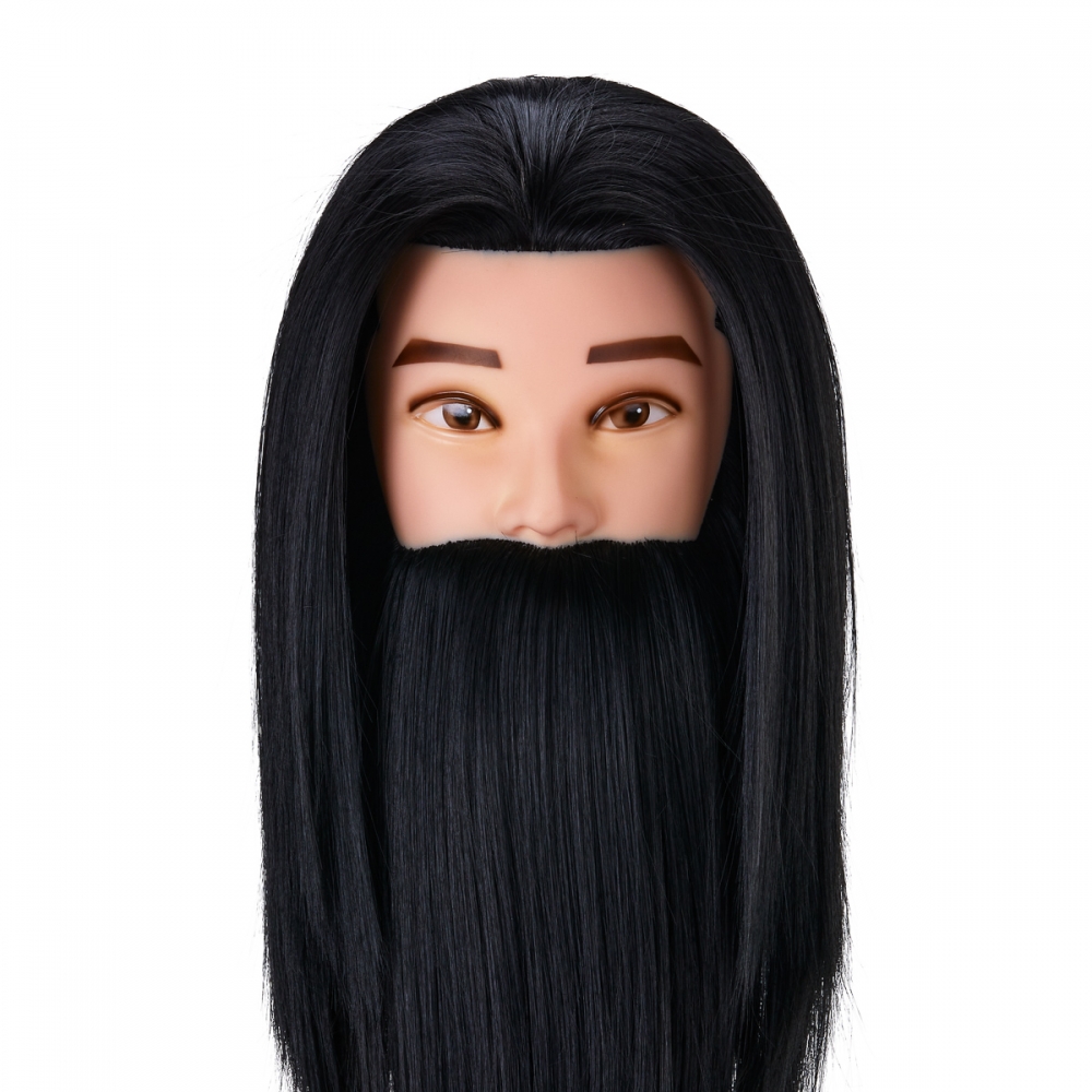 Gabbiano WZ4 training head with beard, synthetic hair, color 1#, length 8"+6" (148409)