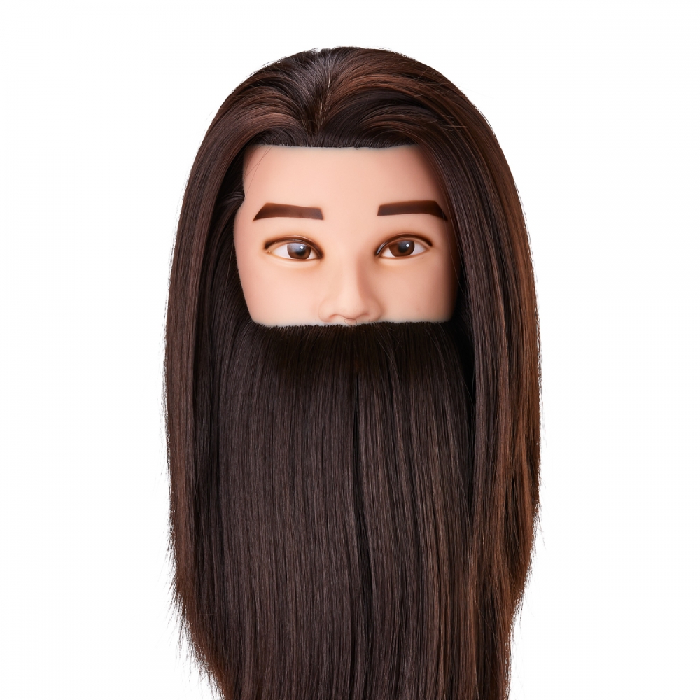 Gabbiano WZ4 training head with beard, synthetic hair, color 4#, length 8"+6" (148410)