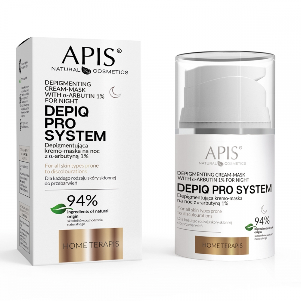 APIS DEPIQ PRO SYSTEM Depigmenting night cream-mask  with α-arbutin 1%, 50 ml (149600)