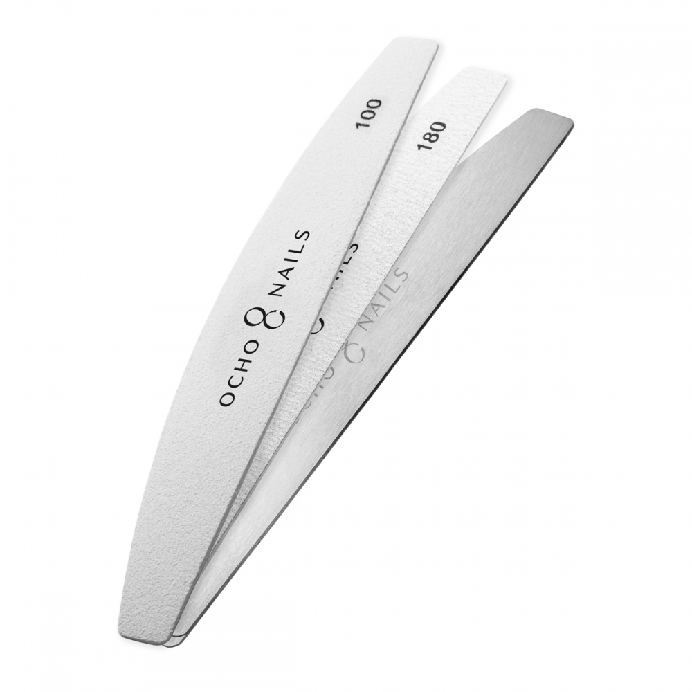 Ocho Nails half-moon metal core file + papers 100/180 20 pcs. (150949)