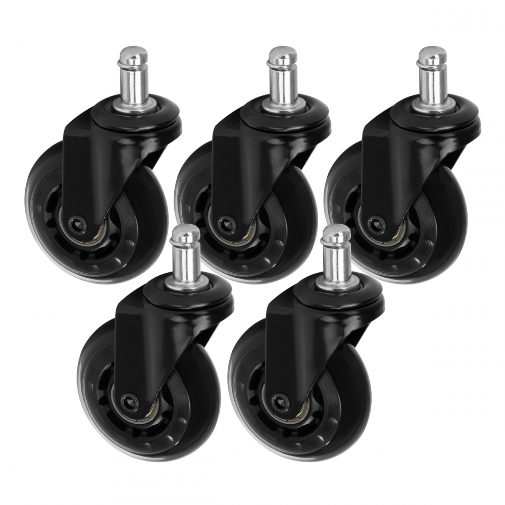 Roll Speed stool wheel black press-on set of 5 pieces (150181)