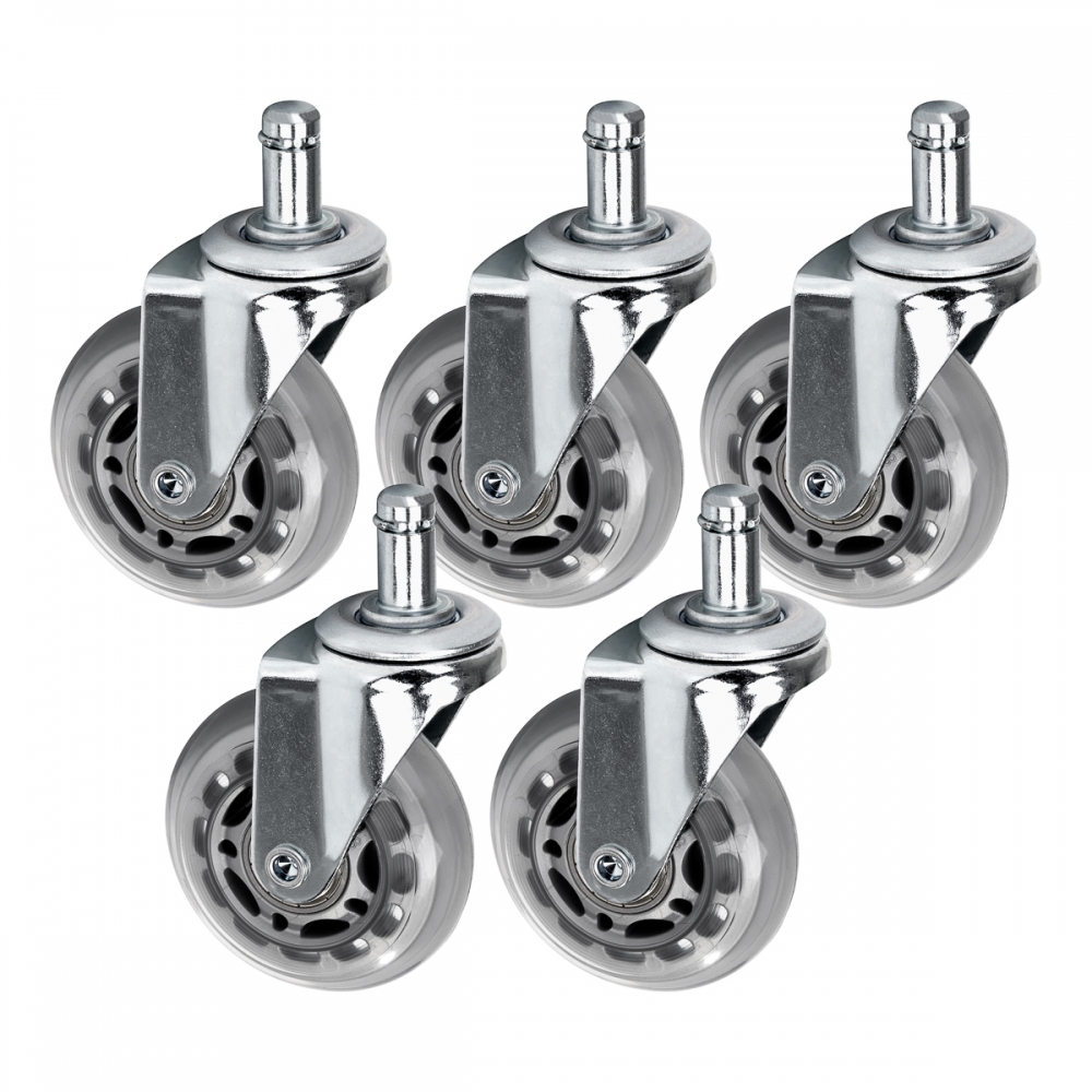 Roll Speed silver press-on stool wheel set of 5 pieces (150183)