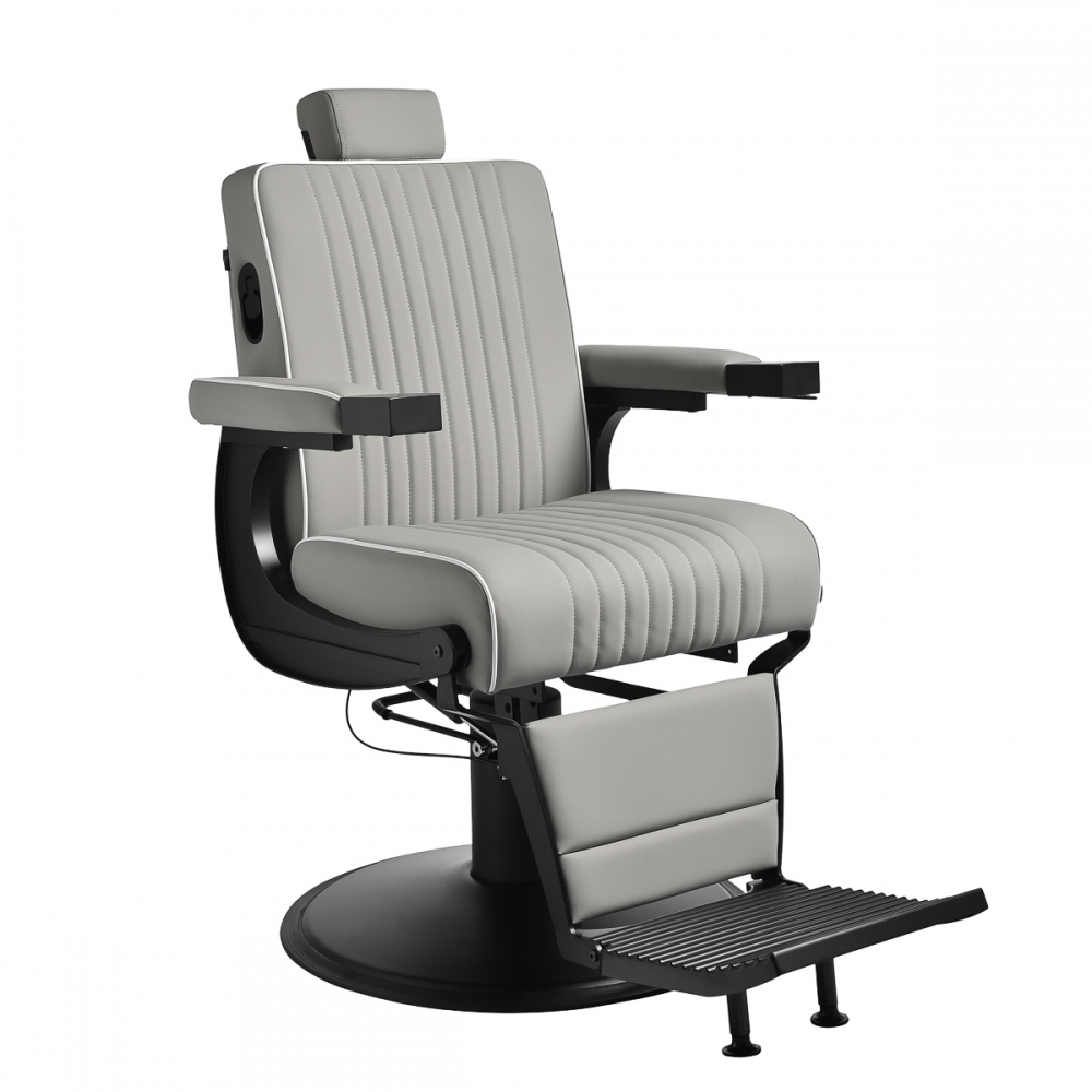 Gabbiano Levi barber chair with black frame gray without stitching at the back (154192)