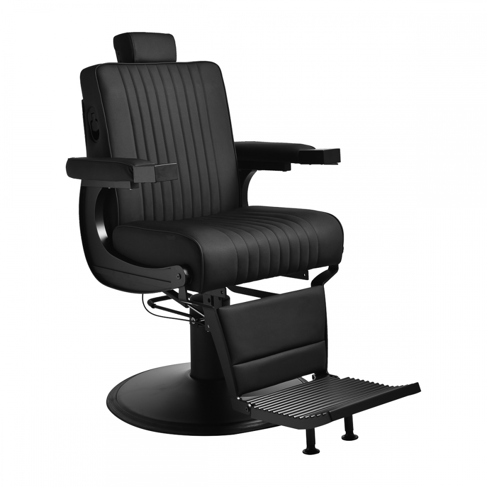 Gabbiano Levi barber chair with black frame black without stitching at the back (154190)