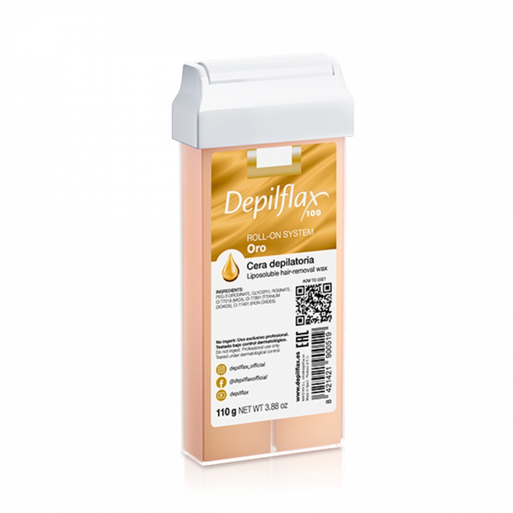 Depilflax 100 wax for hair removal, gold roll, 110 g (155503)