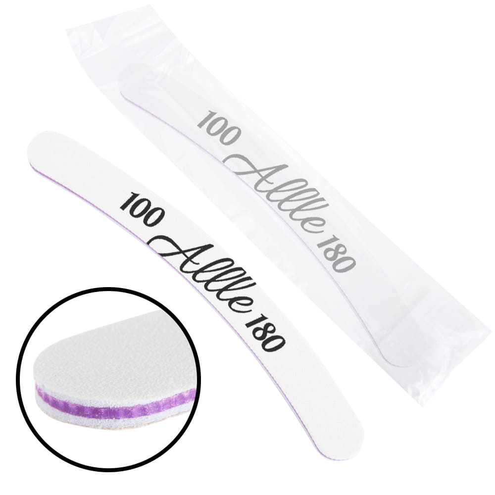 ALLEPAZNOKCIE NAIL FILE SAFE PACKAGE ALLE BEST QUALITY BANANA PURPLE CENTER 100/180 CU-04