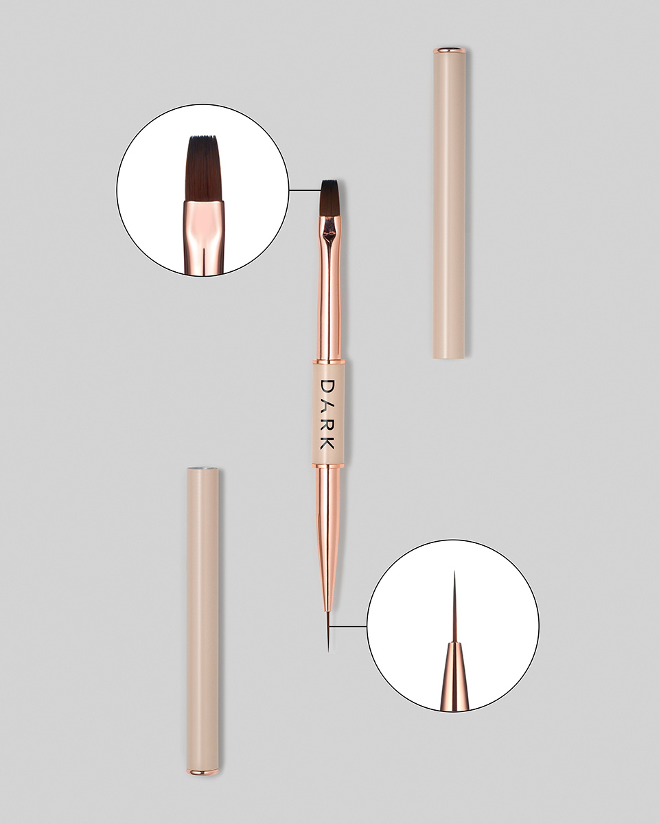 DARK BY RIOR DOUBLE SIDED BRUSH LINER 11mm & FLAT BRUSH 9mm