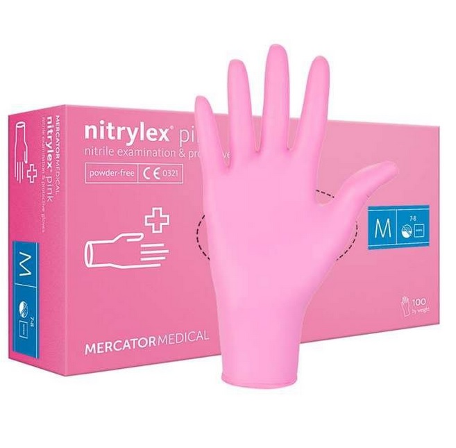 MERCATOR NITRILE PROTECTIVE GLOVES PINK  