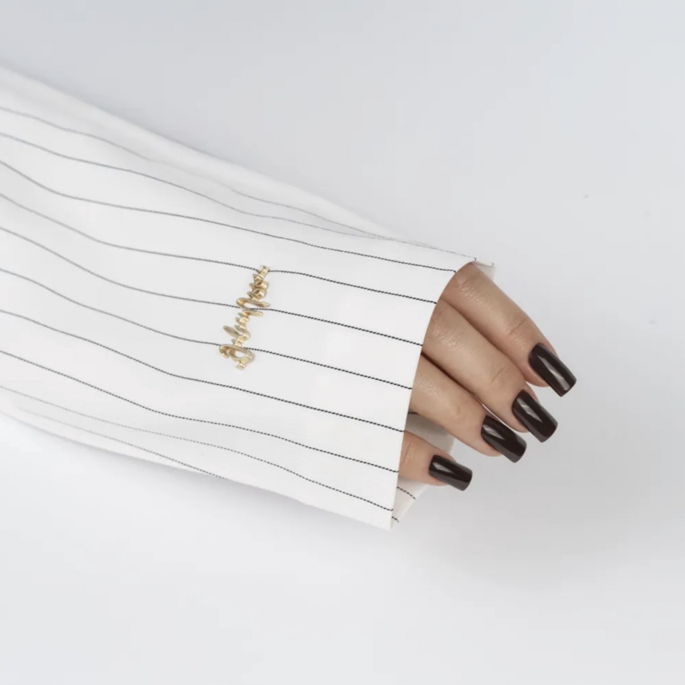 JULIA NESSA PHOTO SLEEVE WHITE STRIPED BLAZER