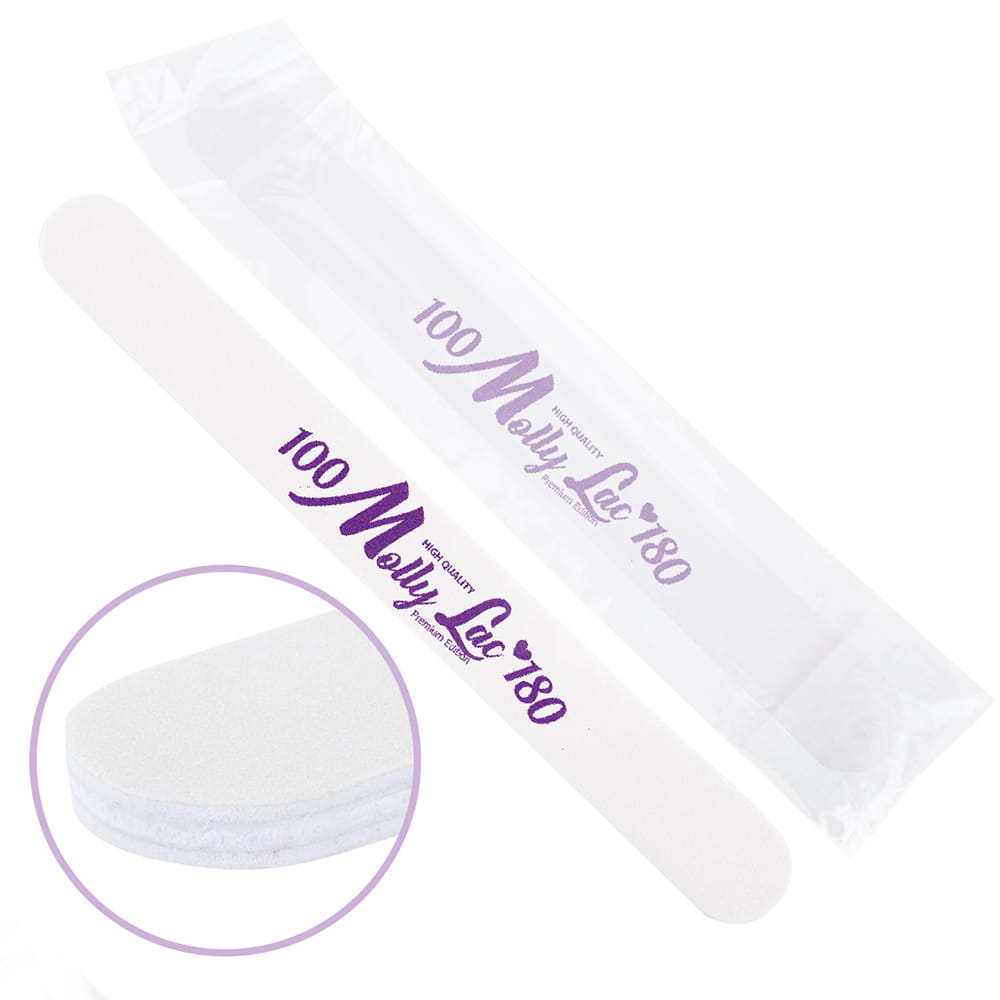 MOLLY LAC NAIL FILE SAFE PACKAGE HIGH QUALITY STRAIGHT WHITE CENTER 100/180 CU-12