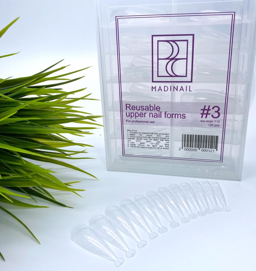 MADINAIL REUSABLE UPPER NAIL FORMS #3 120PCS (TIPSY)