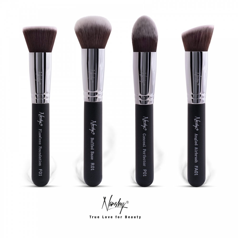 NANSHY GOBSMACK GORGEOUS PEARLSCENT ONYX BLACK 4 SET BRUSHES