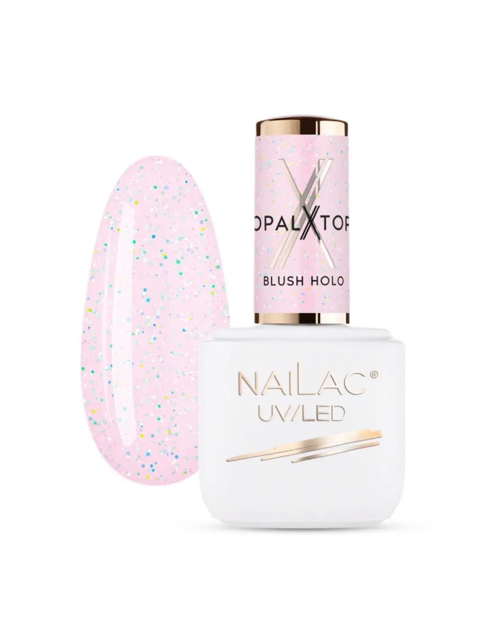 NAILAC HYBRID TOP COAT OPALX BLUSH HOLO 7 ml