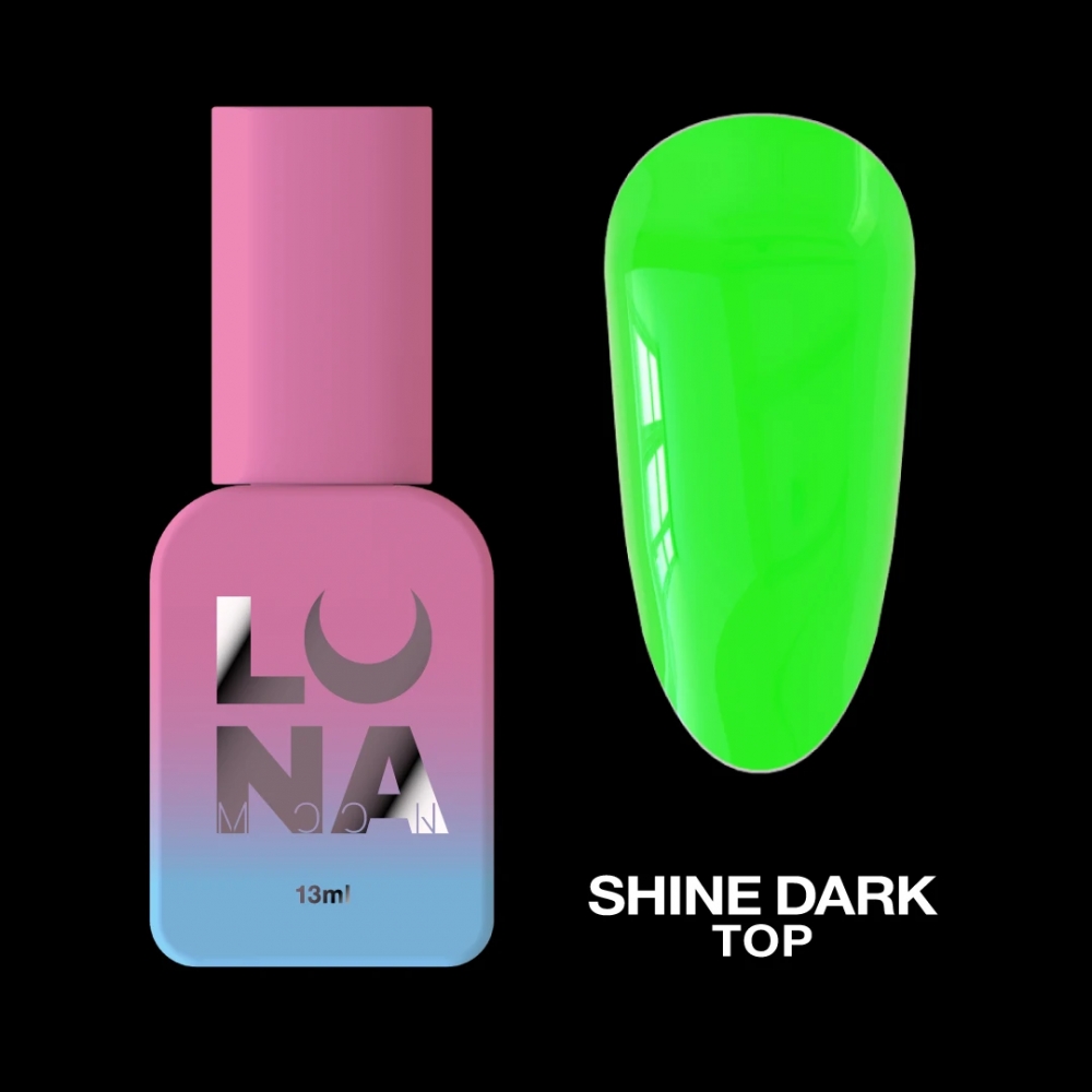 LUNAMOON TOP FOR GEL POLISH THAT GLOWS IN THE DARK TOP SHINE DARK GREEN 13ML