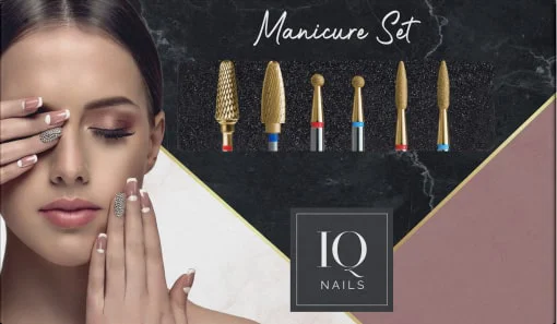 IQ NAILS GOLD SET DRILL BITS MAXI HYBRID / GEL / SKINS (IQN SET MANI 17)