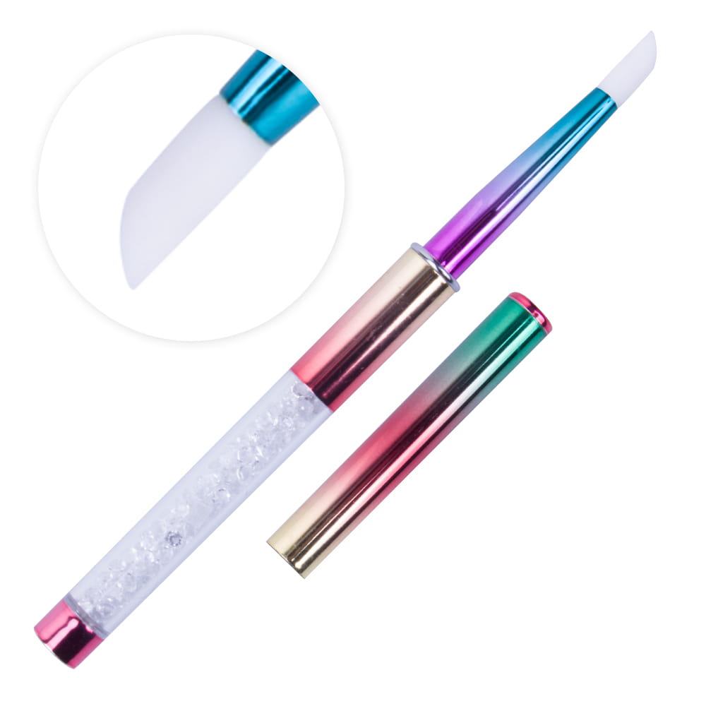 MOLLY LAC SILICONE BRUSH FOR NAIL DECORATIONS AND WIPING NAIL DUST WITH ZIRCONIA RAINBOW OMBRE NO 4