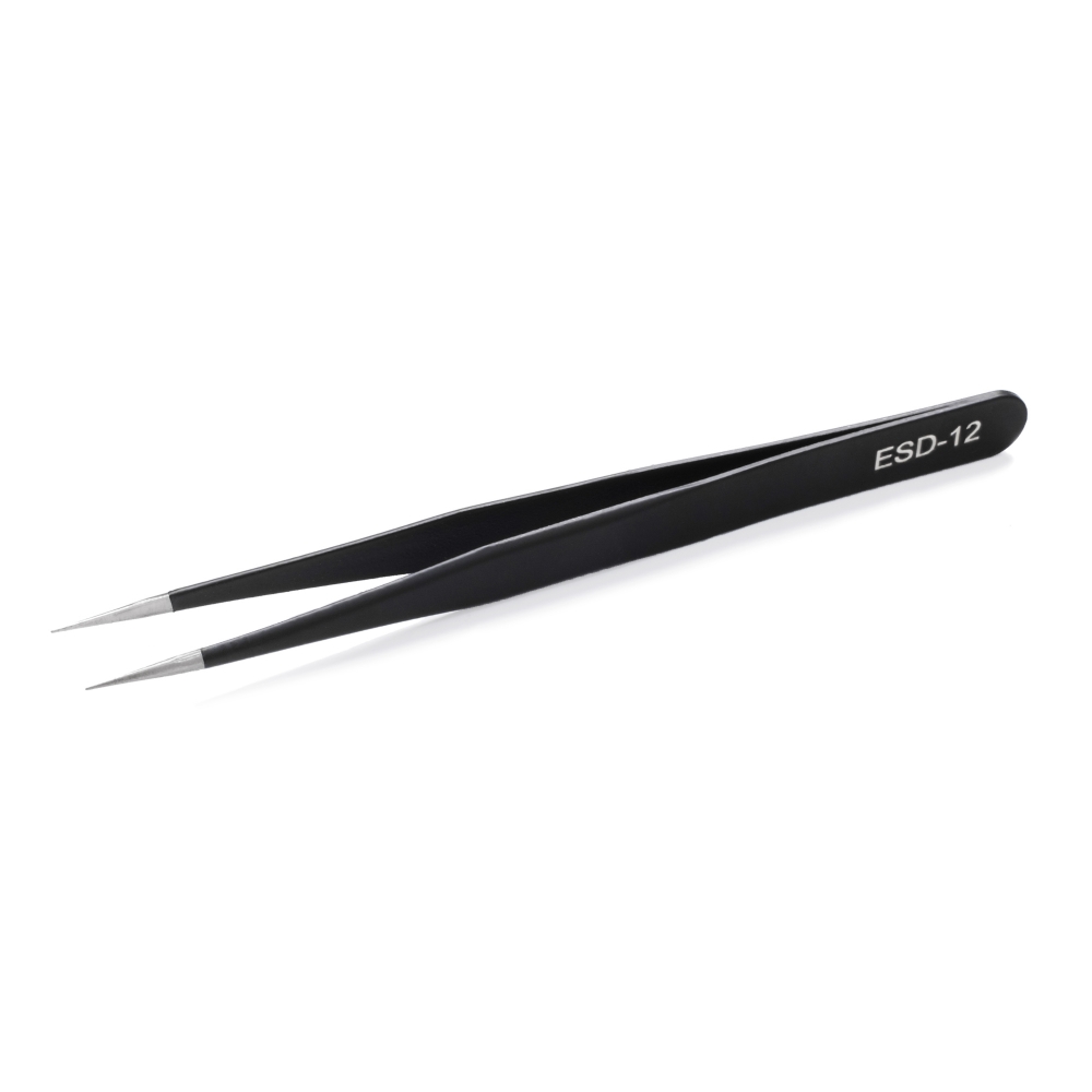 ABA GROUP EYELASH TWEEZERS STRAIGHT BLACK ESD-12