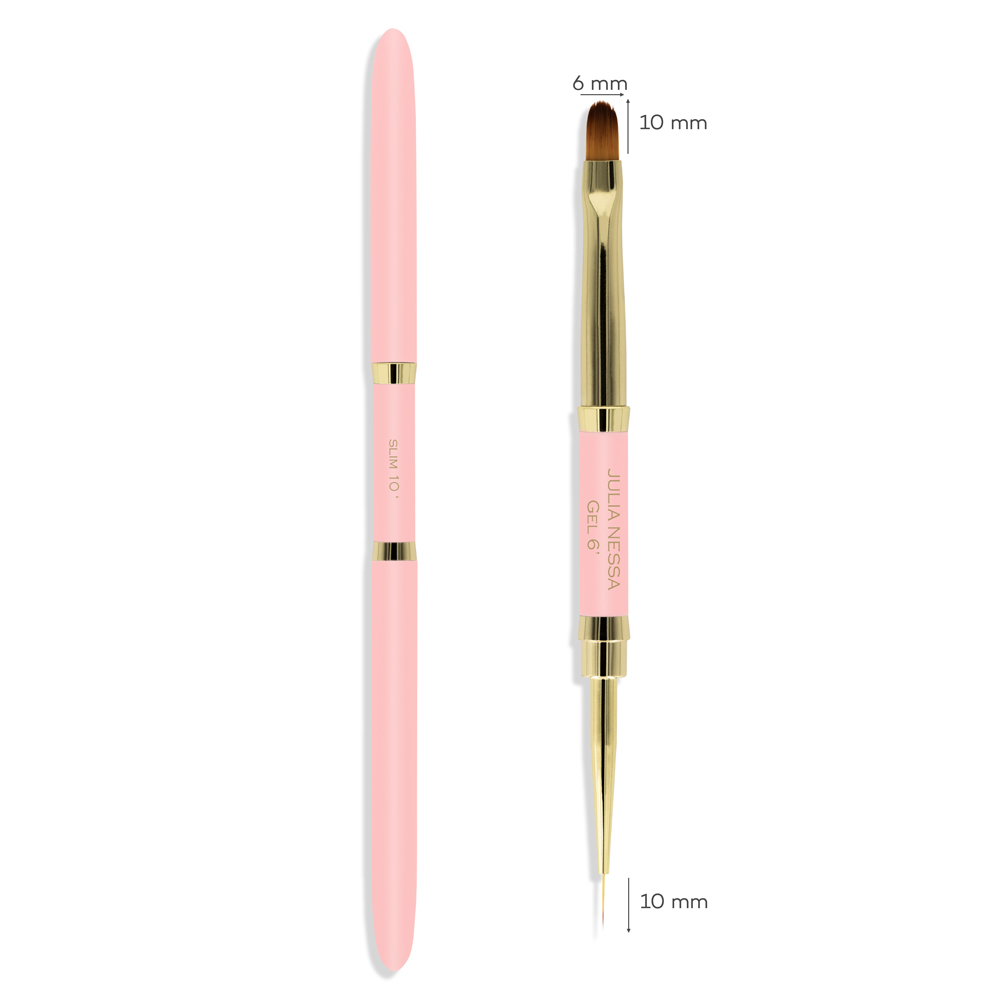 JULIA NESSA GEL BRUSH 6mm SLIM LINER 10mm - DUO BRUSH 10mm/6mm