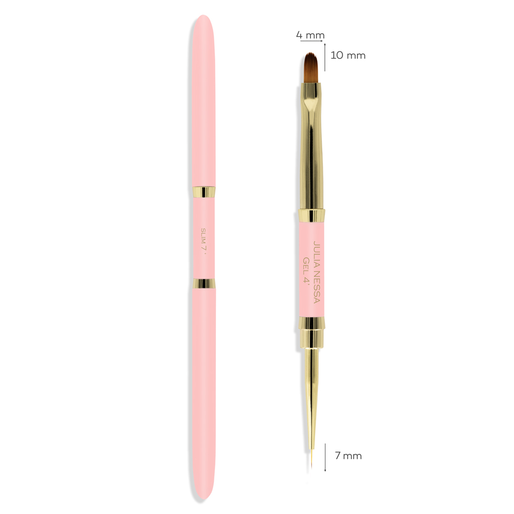 JULIA NESSA GEL BRUSH 4mm SLIM LINER 7mm - DUO BRUSH 7mm/4mm