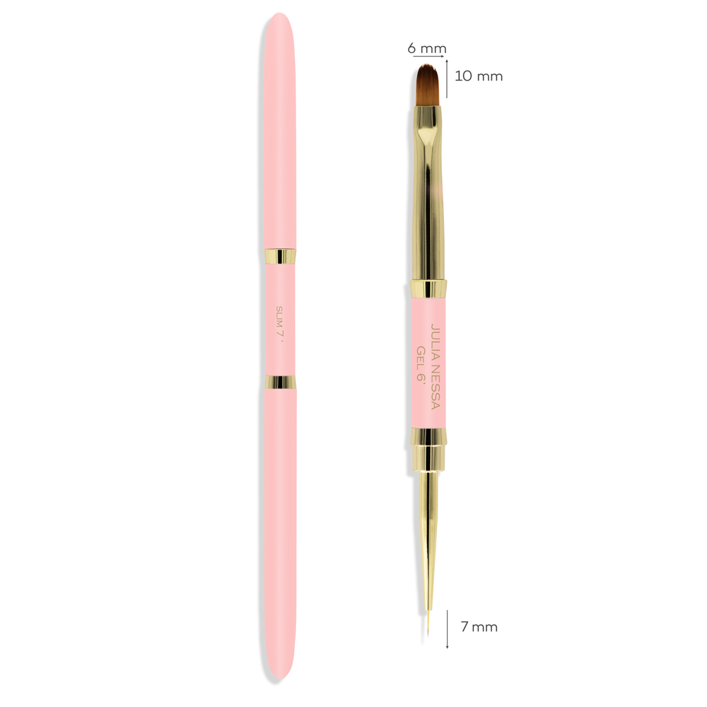 JULIA NESSA GEL BRUSH 6mm SLIM LINER 7mm - DUO BRUSH 7mm/6mm