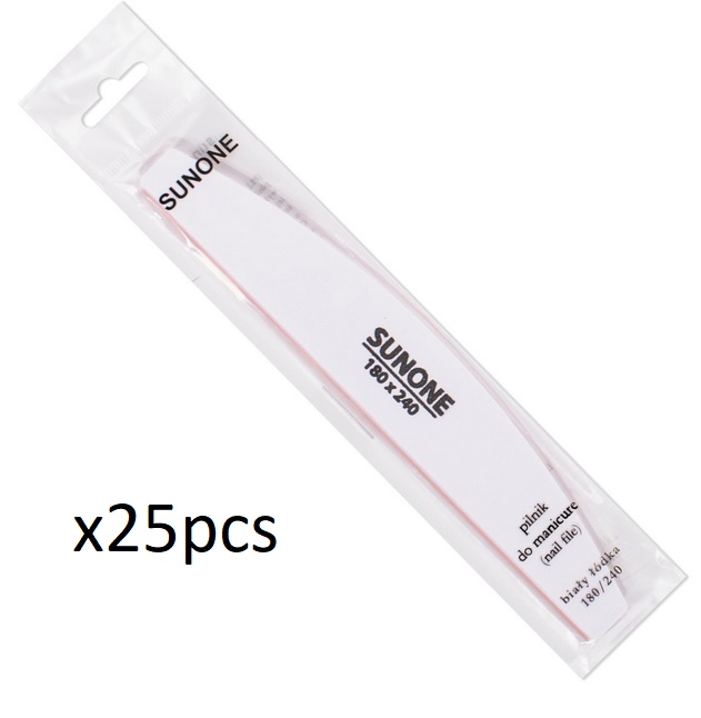SUNONE NAIL FILE HALF MOON SAFTY PACKAGING 180/240 SET 25pcs