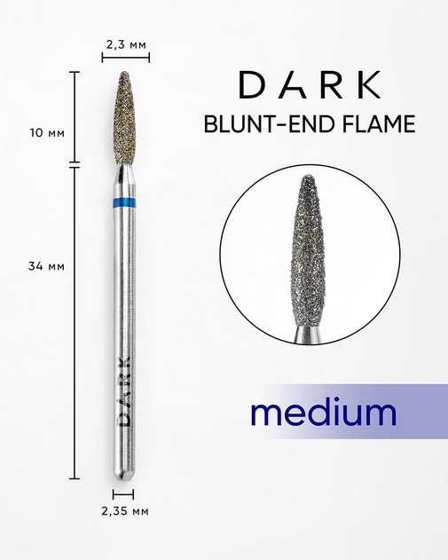 DARK BY RIOR NAIL DRILL BIT TAPER FLAME 2,3x10 BLUE