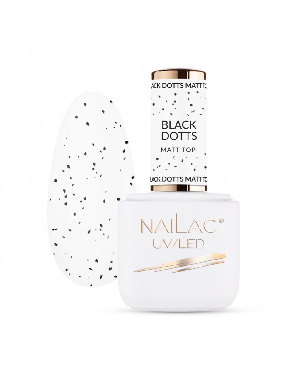 NAILAC TOP HYBRID BLACK DOTTS MATT TOP NAILLAC 7ML