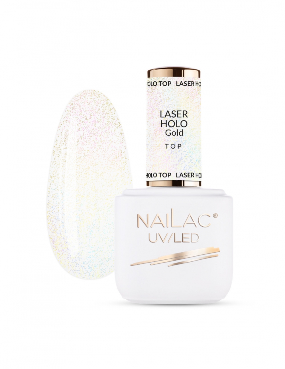 NAILAC TOP HYBRID UV LED LASER HOLO TOP GOLD 7ML