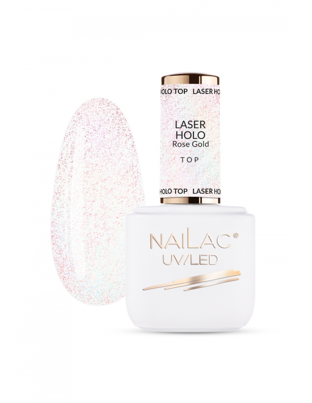 NAILAC TOP HYBRID UV LED LASER HOLO TOP ROSE GOLD 7ML