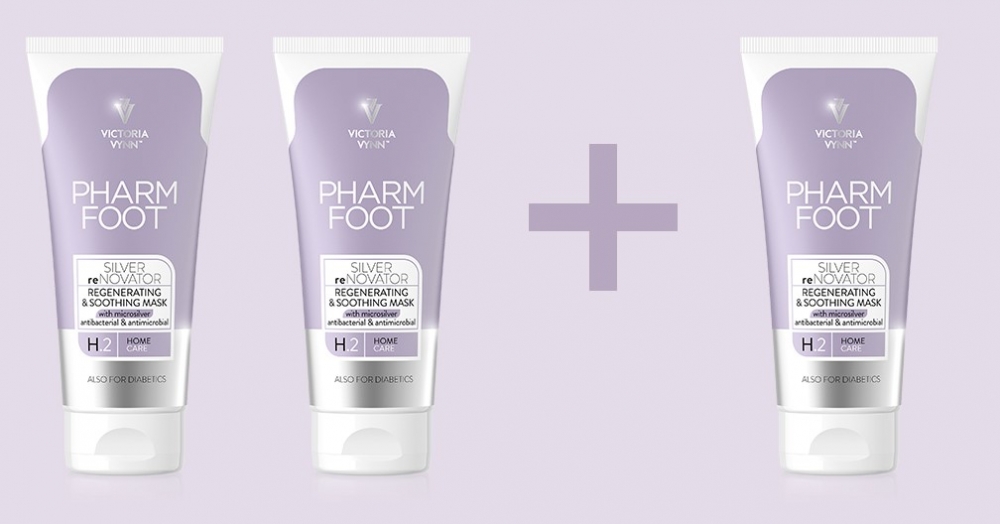 PHARM FOOT REGENERATING-SOOTHING MASK WITH MICRO SILVER RENOVATOR 75ML SET 2+1