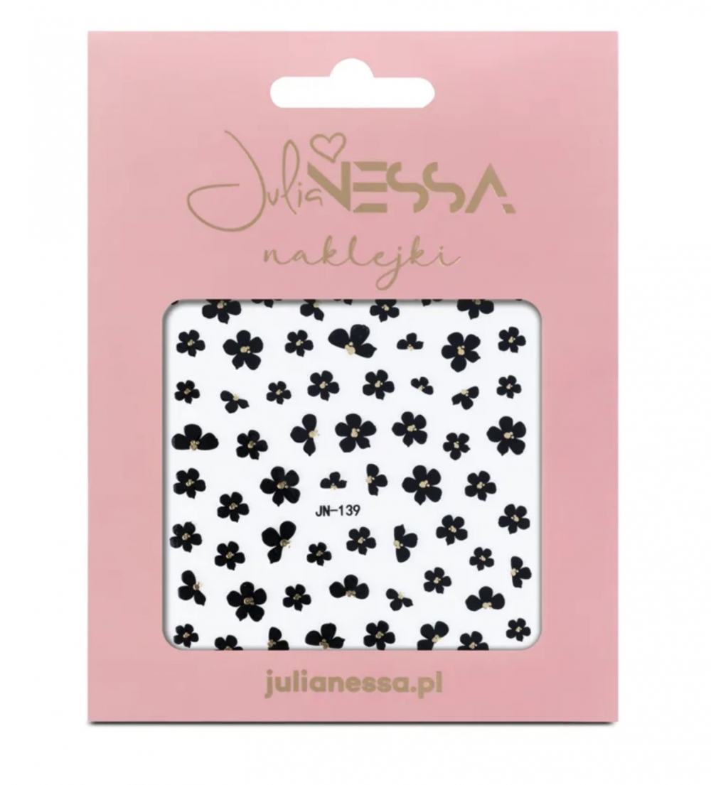 JULIA NESSA STICKERS FOR NAILS - BLACK FLOWERS 