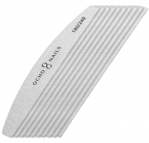 OCHO NAILS HALF MOON SLIM NILE FILE 180/240 - 10pcs