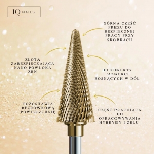 IQ NAILS ALL IN ONE CARBIDE DRILL BIT WITH GOLDEN COATING ZRN FOR GEL POLISH AND GEL