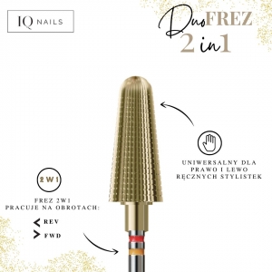 IQ NAILS DRILL BIT FOR HYBRID / GEL / ACRYLIC CONE SHAPE 2IN1 (FOR WORKING LEFT AND RIGHT) DUOFREZ ZRN-201RLF HP.060